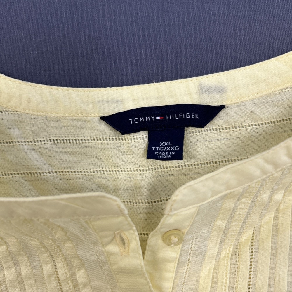 light yellow Tommy Hilfiger blouse features eyelet lace detailing Xxl - Picture 5 of 12